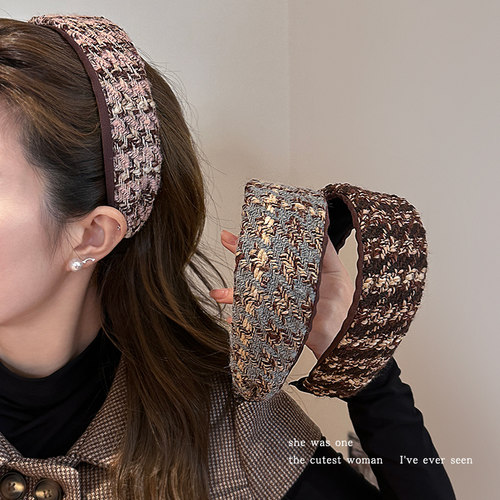 小香风针织宽边发箍女秋冬头箍