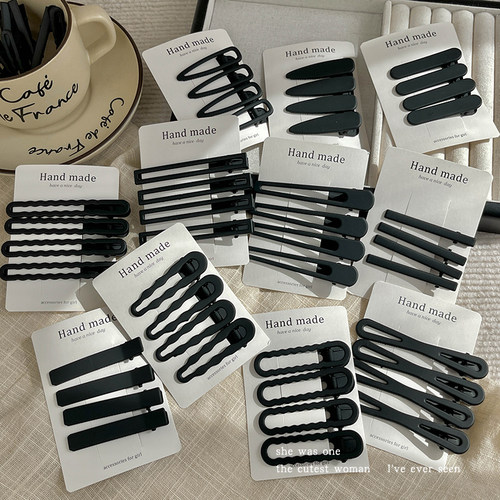 时尚简约黑色波浪水滴一字夹