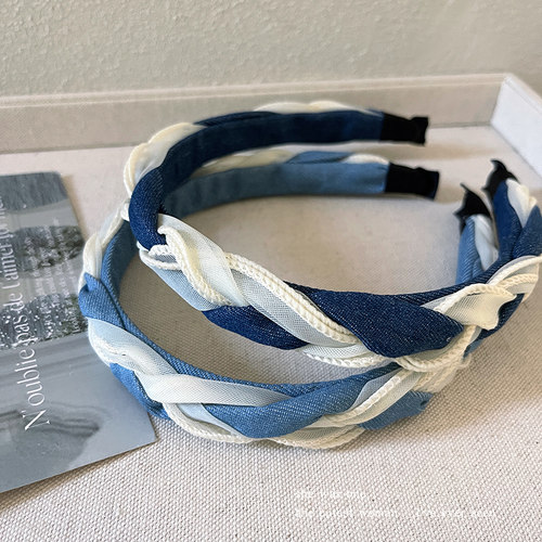 高颅顶发箍牛仔麻花头箍显白发卡