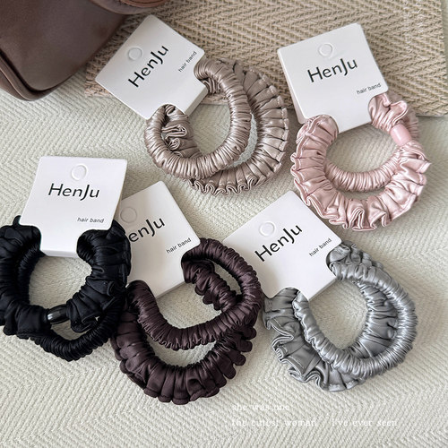 高弹力耐用褶皱发圈女小清新缎面