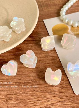 秋冬迷你白色炫彩醋酸小抓夹刘海发夹女侧边碎发鲨鱼夹子头饰发卡