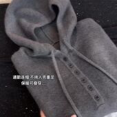 时尚 韩系灰色连帽针织衫 卫衣女2025秋冬新款 通勤保暖百搭宽松毛衣
