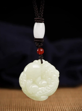 真和田玉貔貅吊坠男士时来运转新疆玉石皮丘项链挂件男女款带证书