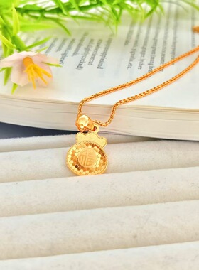 金店同款沙金饰品女福袋项链小众轻奢高级感仿真金项坠锁骨链批发