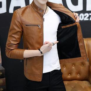 男士 百搭立领机车服 皮衣青年外套皮夹克加绒加厚秋冬休闲时尚