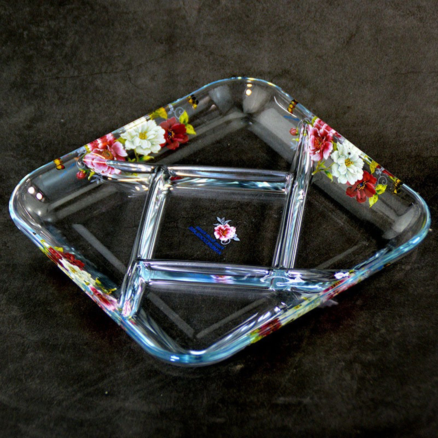 韩国韩式玻璃分隔盘沙拉盘水果盘创意餐具甜品盘子干果盘小吃拼盘