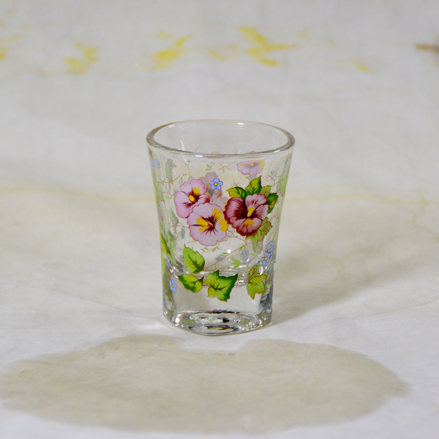 韩国玻璃酒杯风格韩式优雅花卉印花玻璃清酒杯小酒杯精致家用酒具