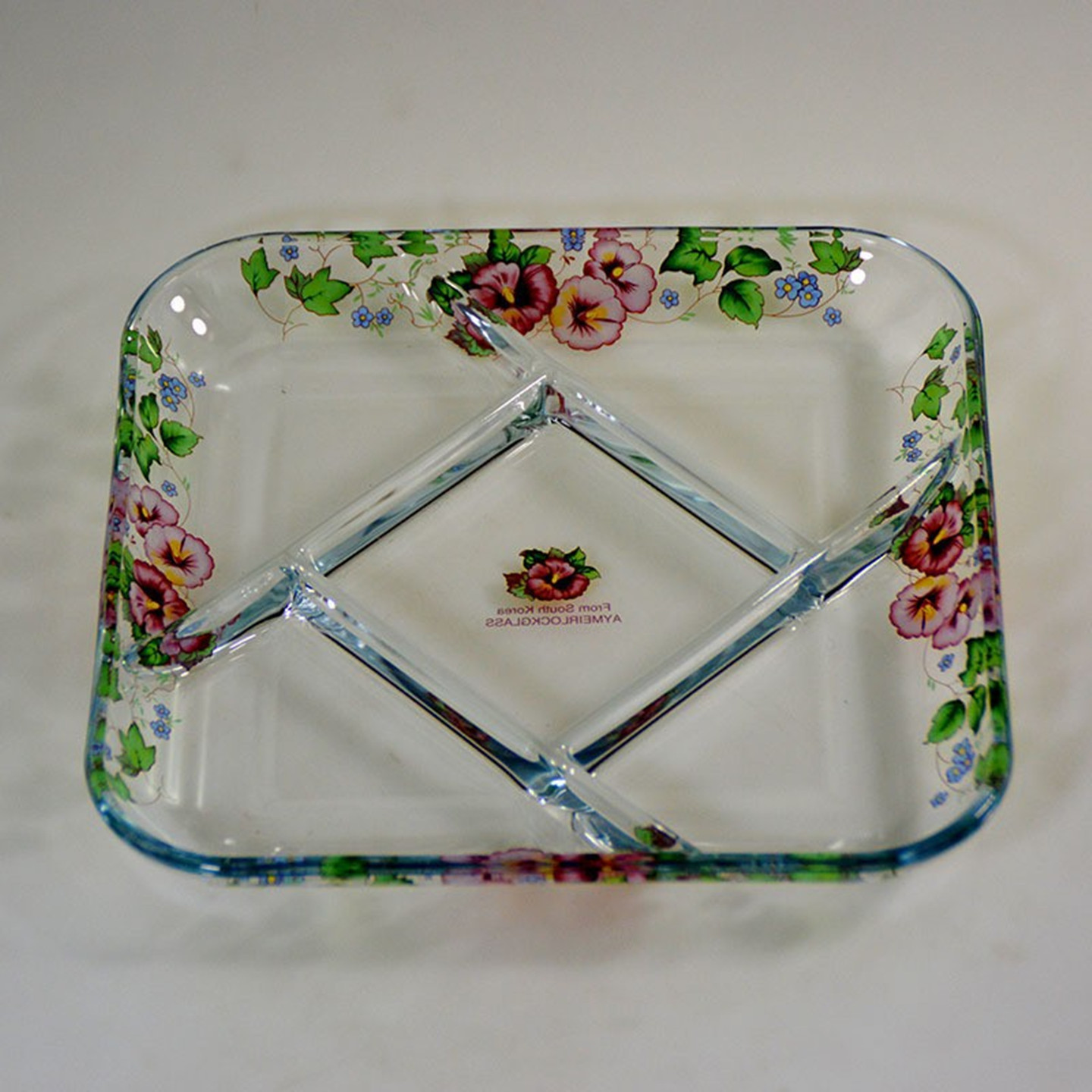 韩国玻璃分格果盘高颜值干果点心酒吧水果盘客厅家用零食摆放盘子