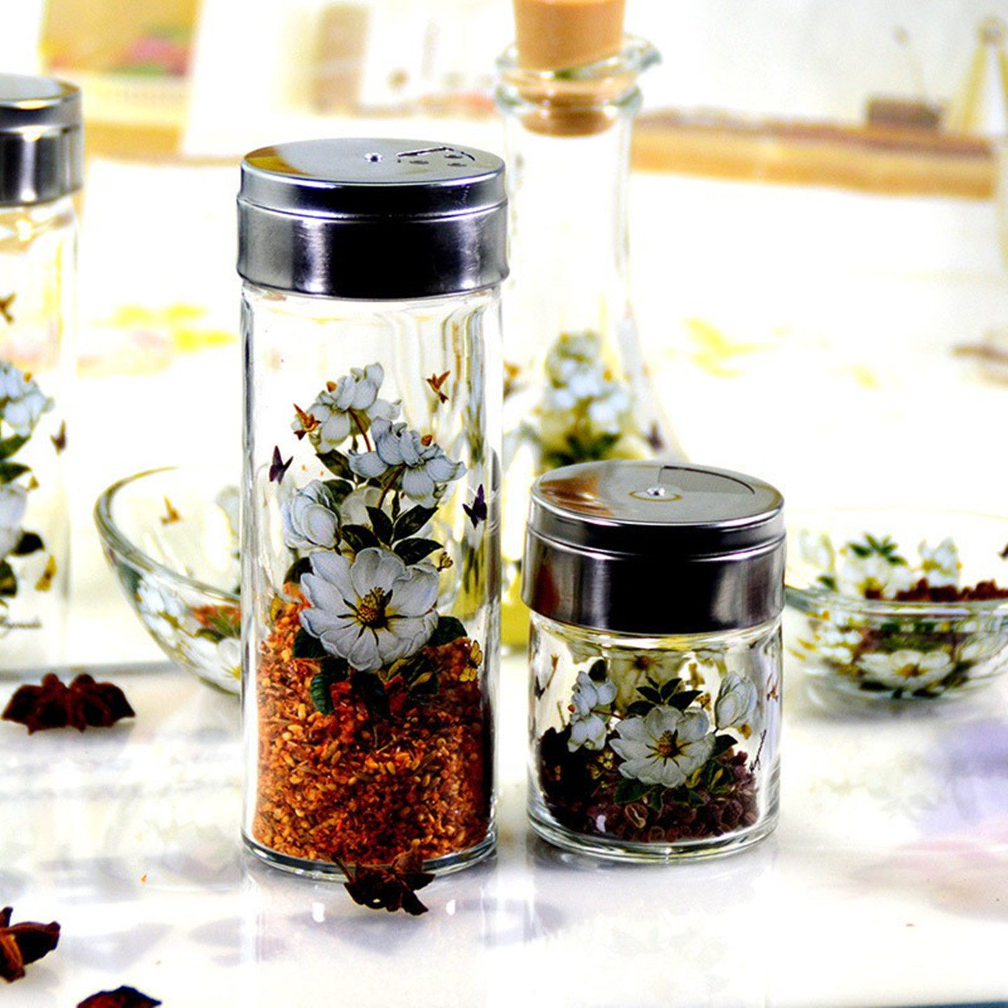 韩国厨房玻璃调料盒套装佐料瓶盐罐烧烤调味瓶胡椒盐粉味精瓶罐