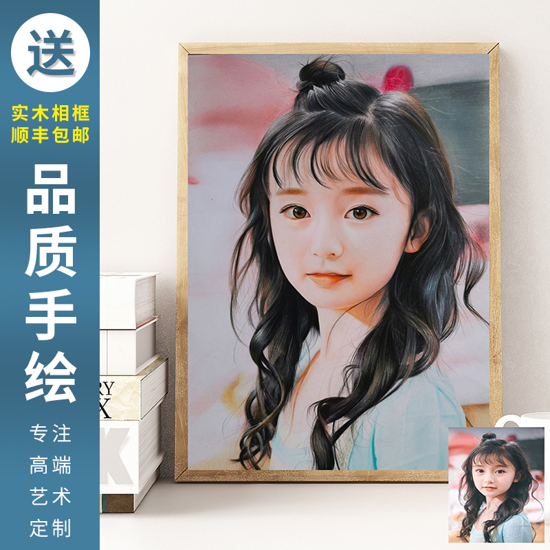纯手绘画像定制照片转手绘头像彩铅人物肖像画素描油画装饰画礼物图片