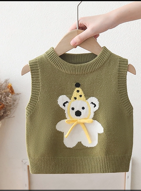 男童毛衣马甲秋冬男宝宝针织婴儿童小背心薄款坎肩女童毛线衣外穿