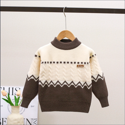 男童毛衣秋冬款2025新款冬季中大儿童男孩冬装加绒加厚针织打底衫