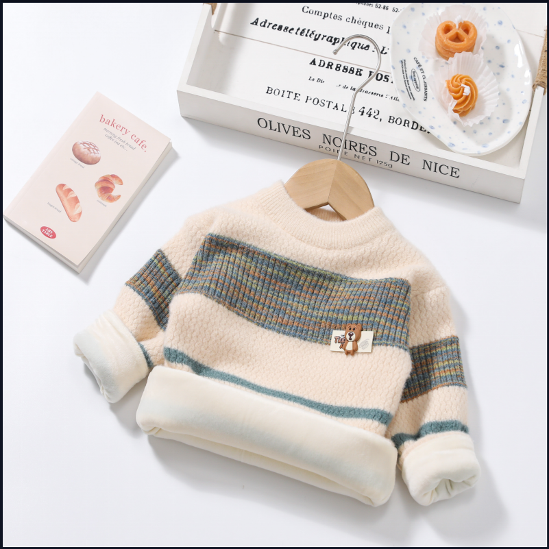 儿童毛衣加厚洋气打底新款宝宝秋冬韩版条纹线衣中小童男童针织衫