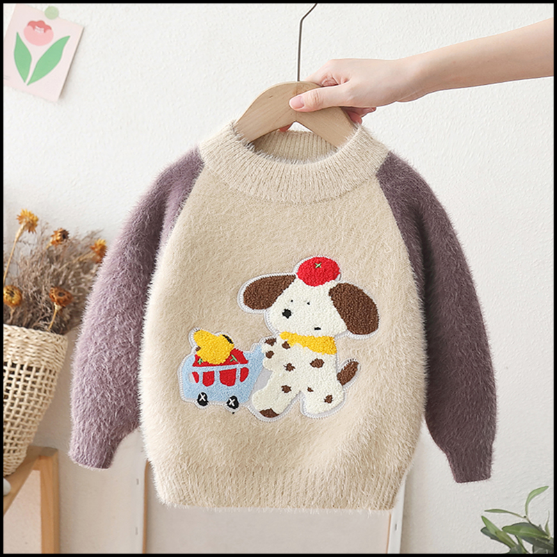 男童毛衣秋冬款2025新款儿童水貂绒针织衫中小童加绒加厚打底衫