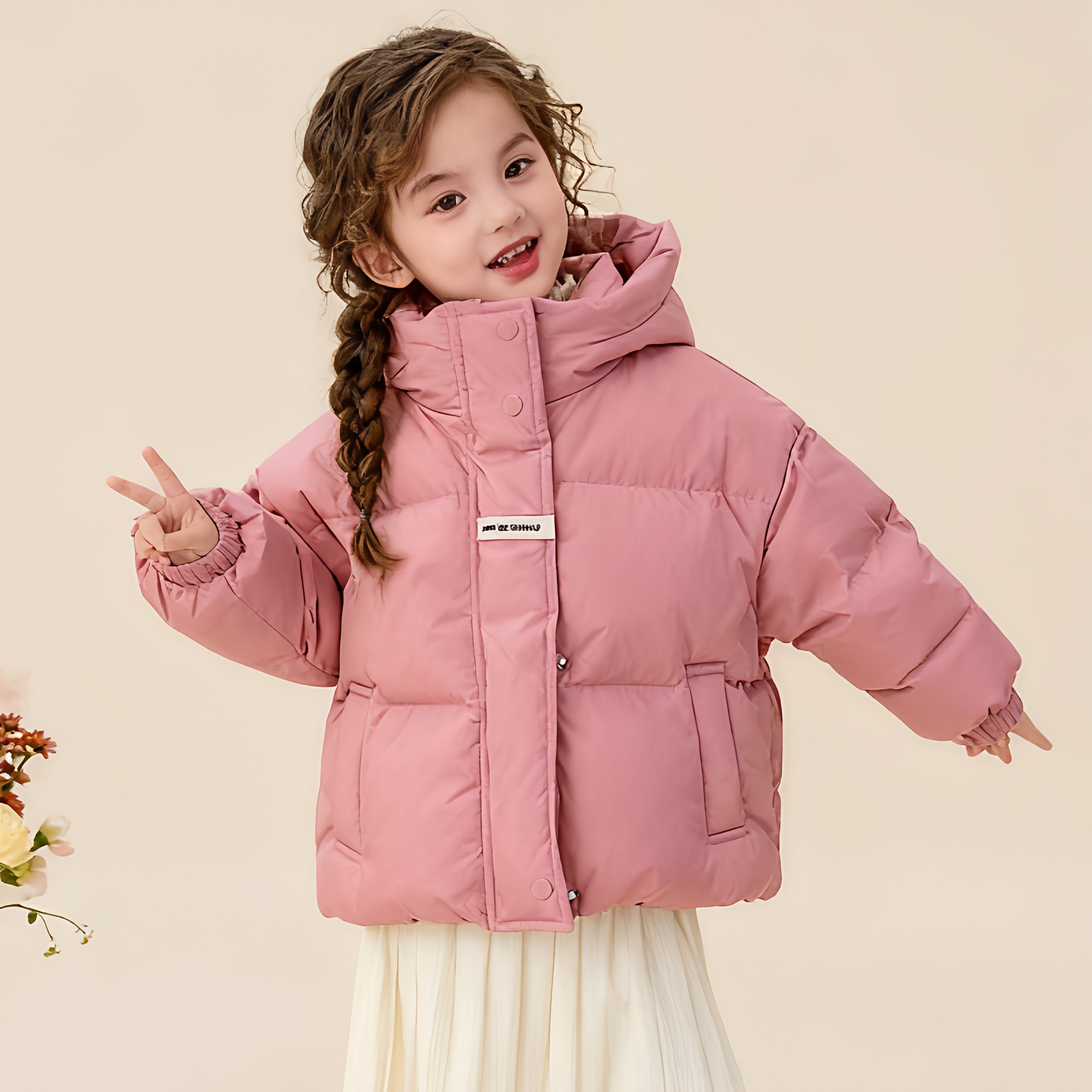 女童羽绒棉服短款连帽棉衣外套