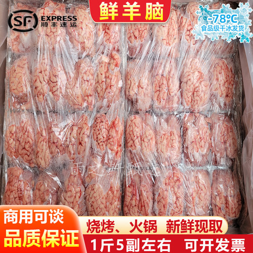 羊脑新鲜冷冻生羊脑鲜脑髓脑花火锅羊肉汤食材清真商用20斤