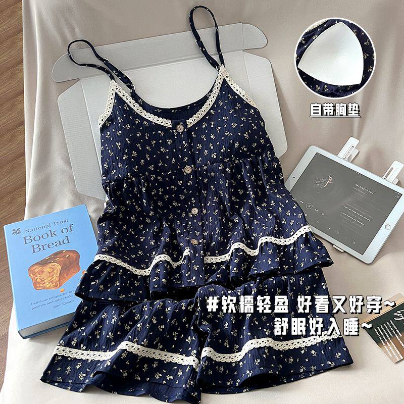 性感吊带睡衣女夏季云朵棉2026新款森系少女可外穿带胸垫家居服女