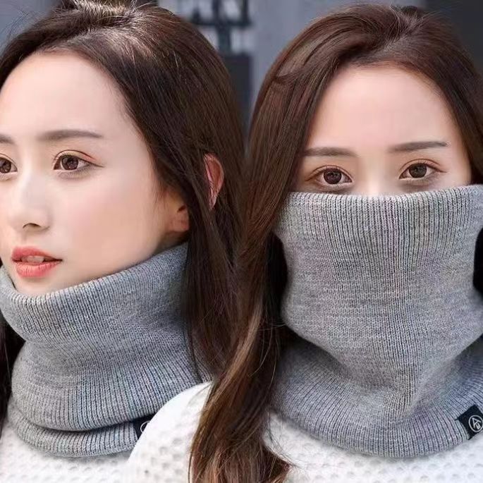 冬季围脖男女通用加绒加厚脖套户外骑行面罩百搭针织护颈套头围巾