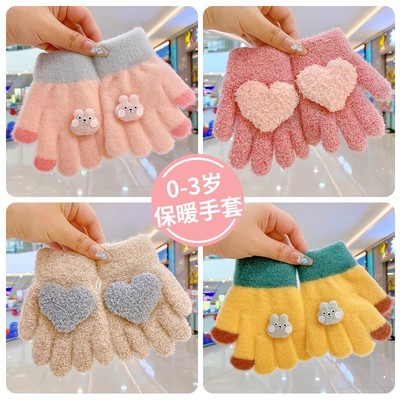 卡通可爱儿童手套毛线保暖