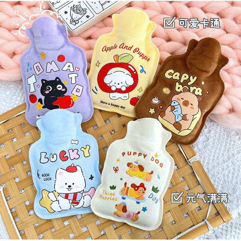 卡通双层加厚迷你毛绒热水袋