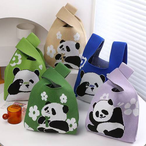 大熊猫包包手提袋女针织伴手节日礼品编织成都纪念品网红熊猫袋子