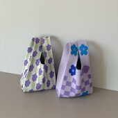 2024新款 小清新手提包 时尚 韩式 休闲百搭针织可爱卡通背心小包个性