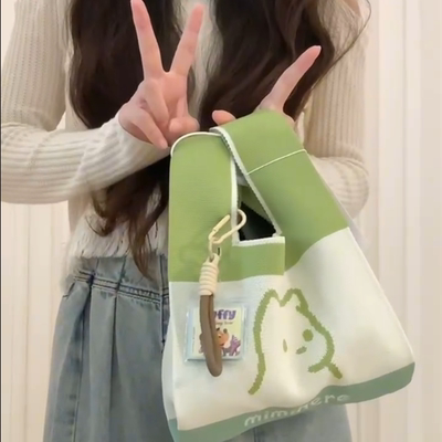 针织手提包女生上班上课软萌可爱高级感小拎包伴手礼收纳袋手腕包