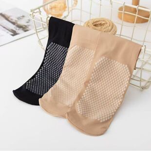 短丝袜女夏天荷叶花边不勒脚中老年薄款 不易勾丝松口袜月子袜
