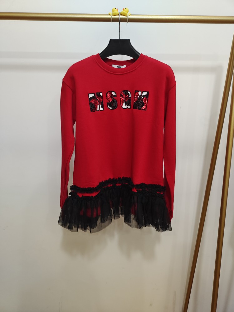155码MSGM可爱女童蕾丝边纯棉上衣VGCAC5221AR
