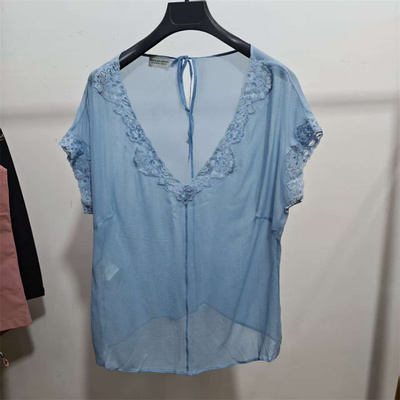 雅斓名店意大利女装蕾丝相拼桑蚕丝衬衣 A13S26A2086B4吊牌价3999