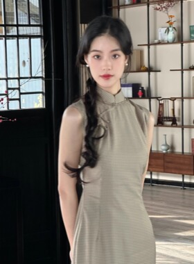 Ti提提 祝余 无袖改良长款旗袍拉链后开修身连衣裙日常国风中式裙