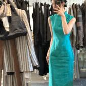 显白连衣裙国风长裙 无袖 惊春全开襟手缝盘扣长款 旗袍中式 Ti提提