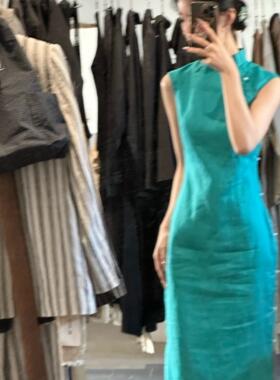 Ti提提  惊春全开襟手缝盘扣长款无袖旗袍中式显白连衣裙国风长裙