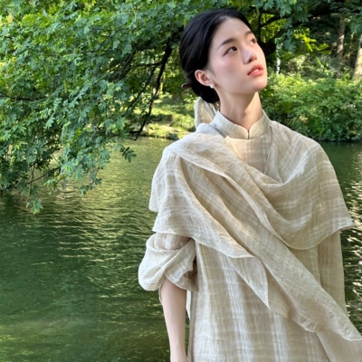 Ti提提 椿意 原创小斗篷长款国风连衣裙 两件套