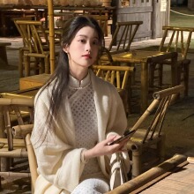 Ti提提 皎皎 米白色 日常百搭针织披肩外套