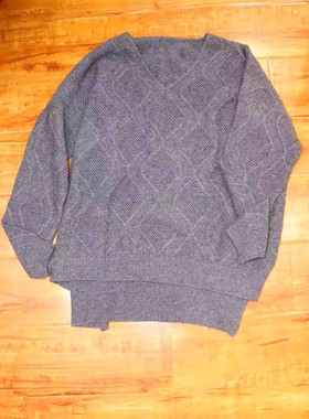 NASE 21年秋冬季开司米CASHMERE手工镂空格女士针织羊绒套头衫