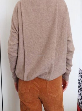 NASE 21年秋冬季开司米CASHMERE精薄插肩蝙蝠袖女士针织羊绒套头