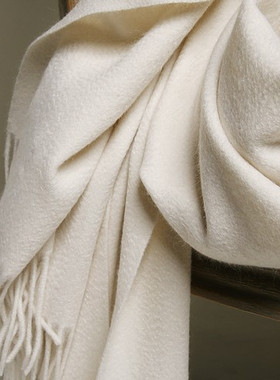 NASE 柔软软糯出口定制素色新品野生白山羊绒CASHMERE重磅大围巾