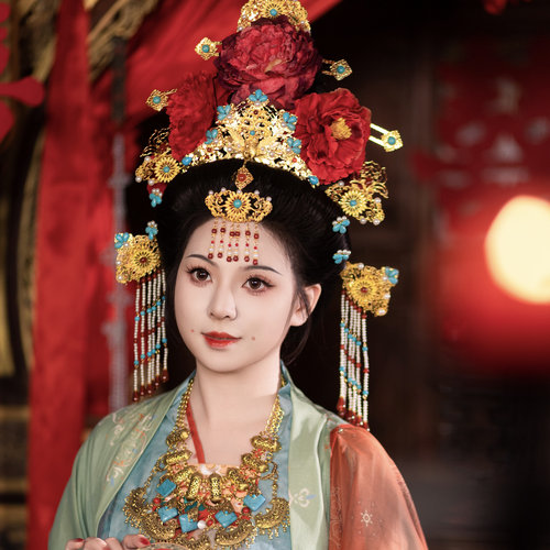 【霜翎阁】国色芳华唐风凤冠汉服发簪套装饰品嫁婚服同款婚礼华丽