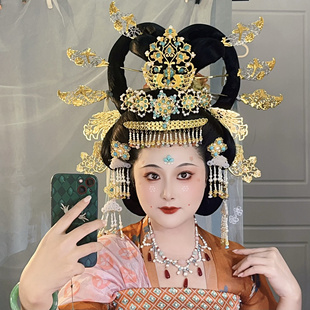 【霜翎阁】碎石簪李倕衍生套装唐风汉服复原发饰品配额冠｛望仙｝