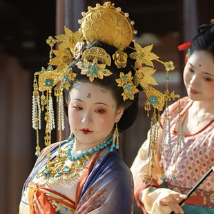 【霜翎阁】皇后礼佛唐风汉服壁画供养人复原全套装配饰品晚唐敦煌