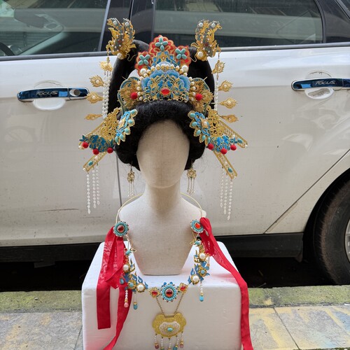 【霜翎阁】仿壁画神仙图套装冠簪汉服冠发钗配饰品仕女图｛青鸟｝