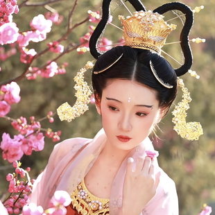 【霜翎阁】宋制配饰汉服头配饰套装复原凤冠项圈博鬓同款｛金阙｝