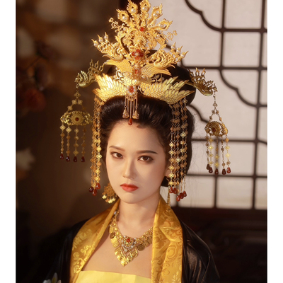 【霜翎阁】汉服配饰套装流苏额冠婚嫁礼服凤凰发簪子｛今淑公主｝