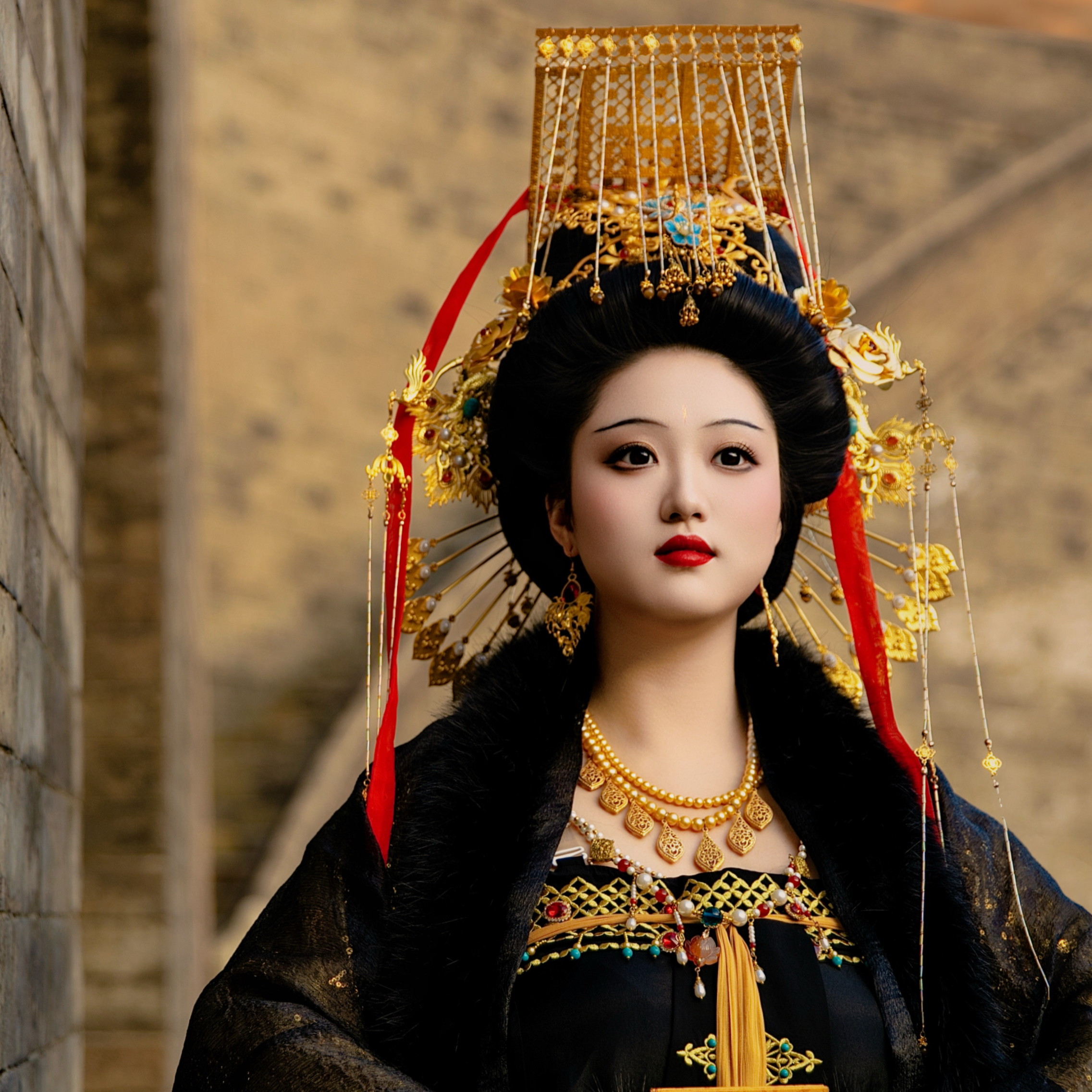 【霜翎阁】冕旒发冠武则天唐风汉服钗发簪套装古风发饰品｛姝凰｝