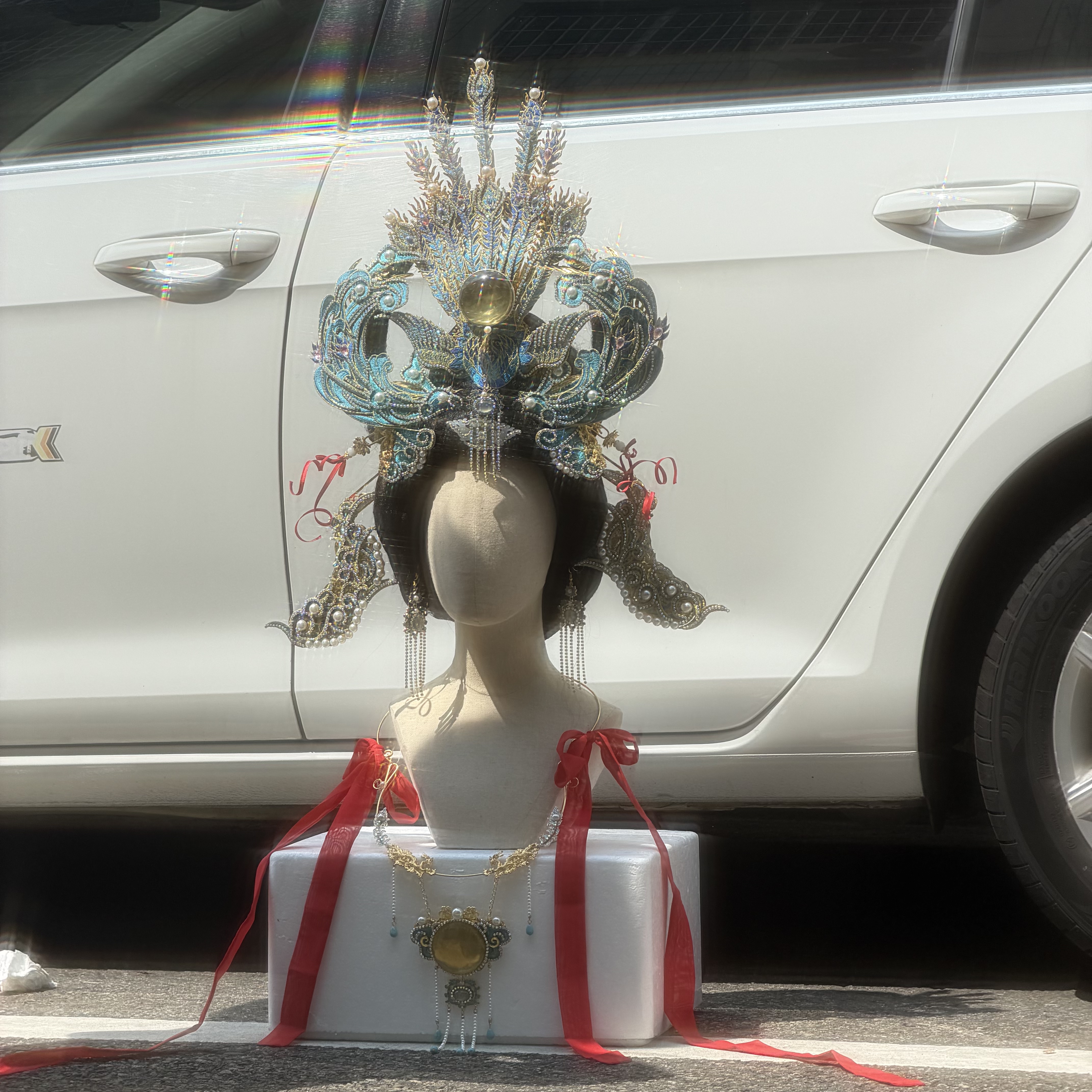 【霜翎阁】神仙仕女图绢人中秋发全套装蓝正凤汉服配饰品｛月神｝图片