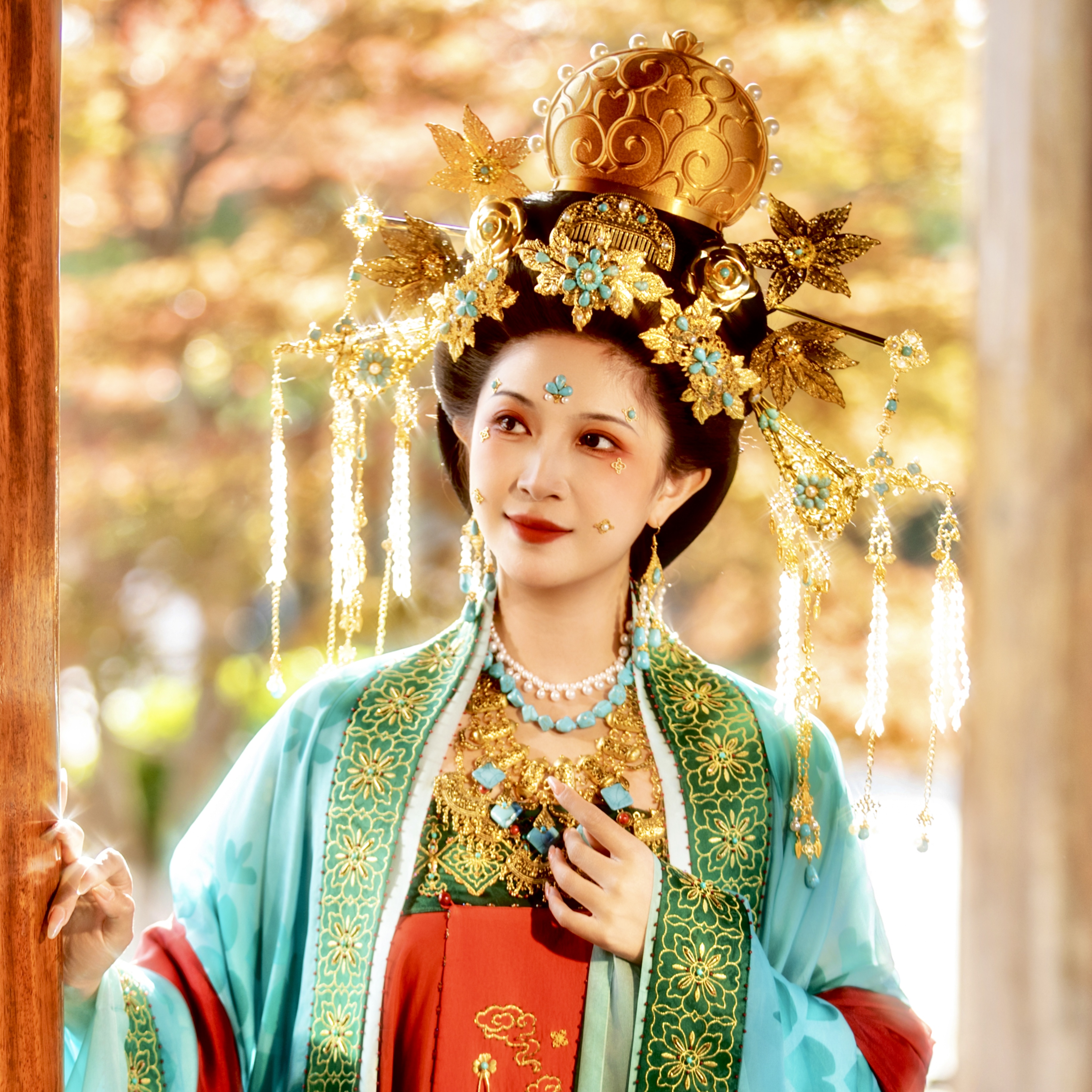 【霜翎阁】皇后礼佛唐风汉服壁画供养人复原全套装配饰品晚唐敦煌