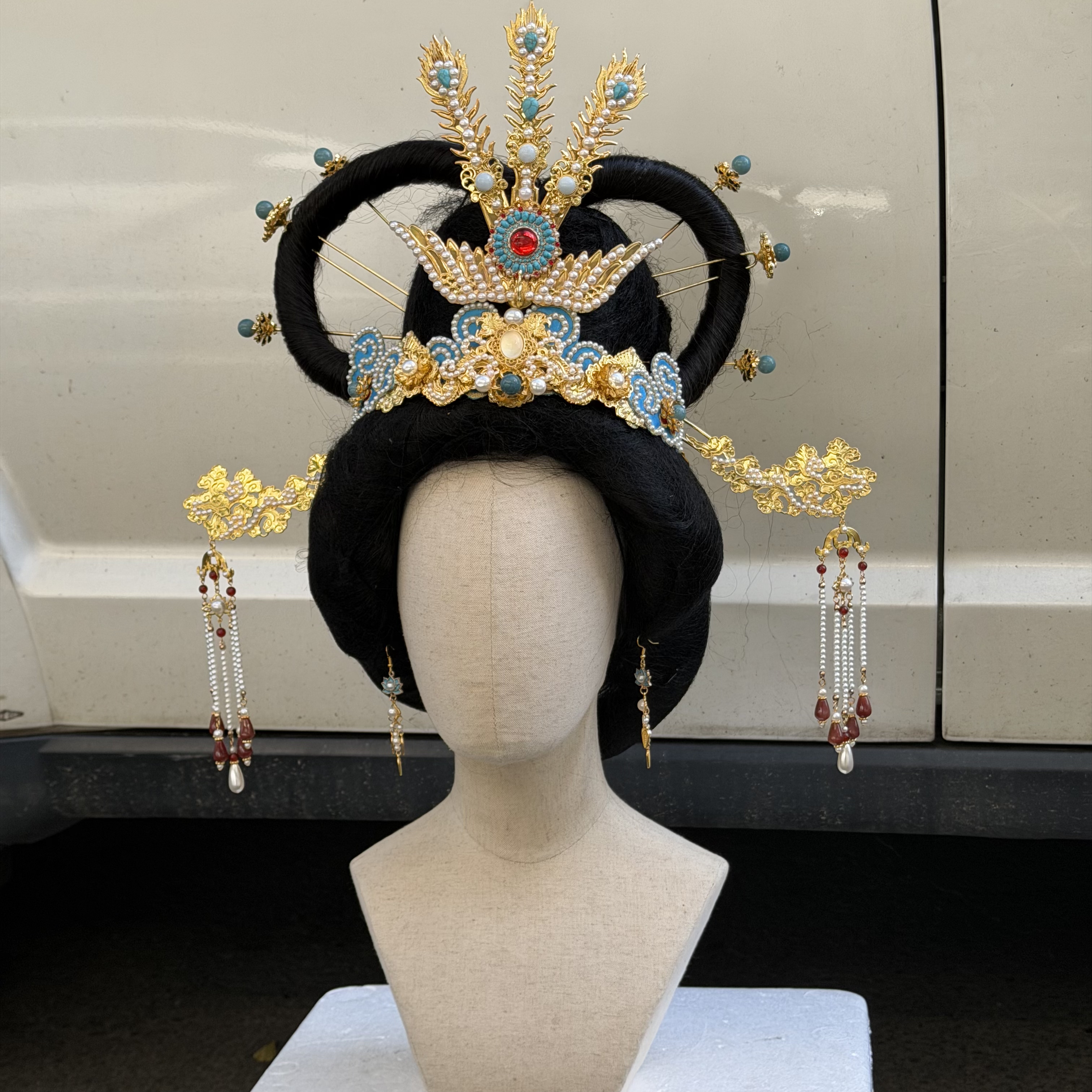 【霜翎阁】神仙仕女图绢人全套装发全套装凤凰汉服配饰品｛金霄｝图片