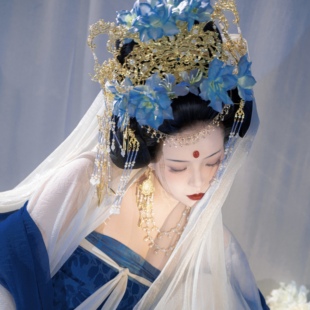 【霜翎阁】杨贵妃同款流苏发冠唐风汉服插发簪套装古风周洁林芳兵