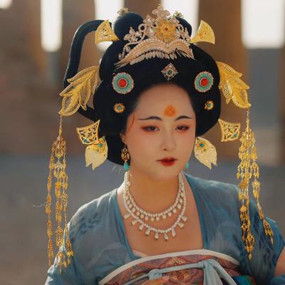 【霜翎阁】发簪多宝唐风汉服齐胸供养人复原插梳全套装｛紧那罗｝